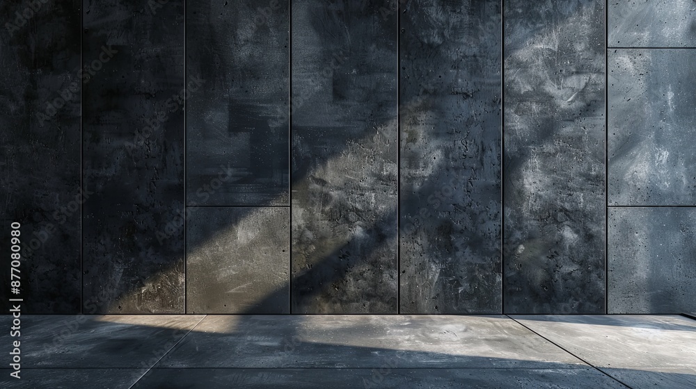A textured concrete wall with a dark color provides a background for interior design It features dark edges and offers copy space for adding text A textured concrete wall with a dark color provides a background for interior design It features dark edges and offers copy space for adding text