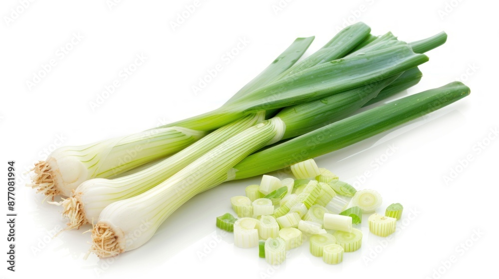 Obraz premium Leek on white background , 