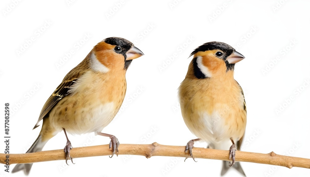 Fototapeta premium two bird isolated on white, finch on white background
