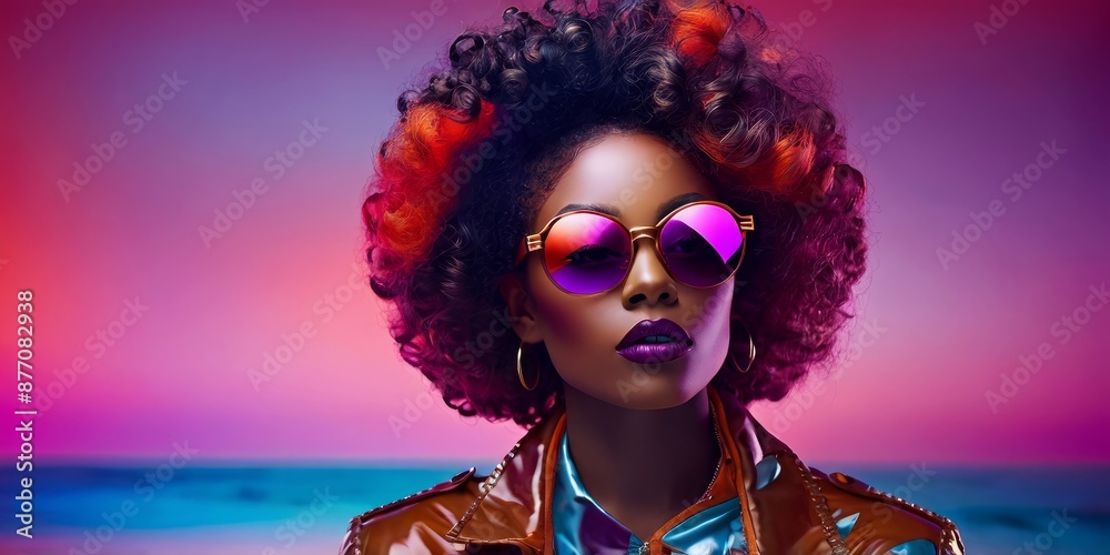 Obraz premium portrait of a Elegant Lady in a wig with dark skin tone