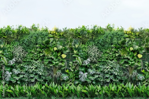 Wallpaper Mural A close-up view of a green wall covered in lush plants, great for use in interior design or lifestyle contexts Torontodigital.ca