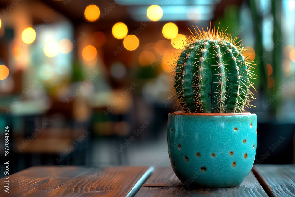 Close-up of a cactus in a blue pot with a bokeh background in a cozy indoor setting, capturing the serene ambiance and vibrant detail. Close-up of a cactus in a blue pot with a bokeh background in a cozy indoor setting, capturing the serene ambiance and vibrant detail.