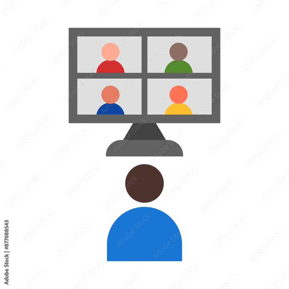 Virtual class flat icon Virtual class flat icon
