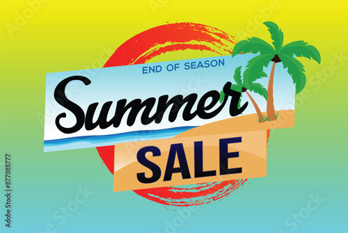 summer sale word text concept icon logo sign symbol vector note mega shopping style for use landing page, template, social media, web, mobile app, poster, banner, flyer, background, gift card, coupon
