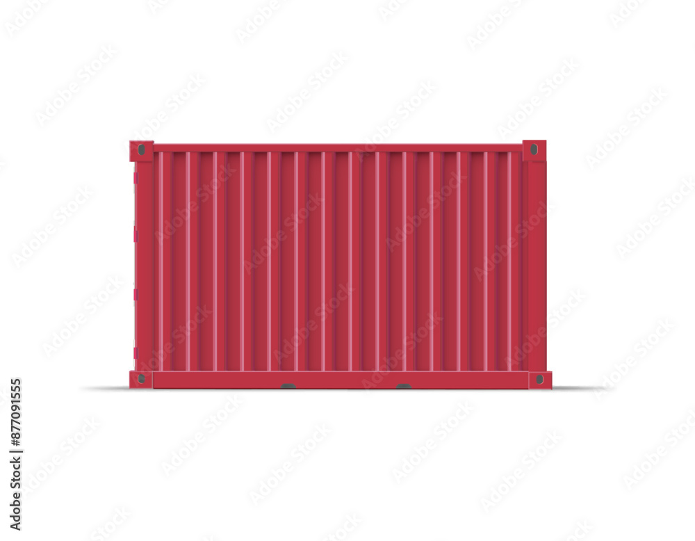 Closed classic iron small red container with shadow. Closed classic iron small red container with shadow.