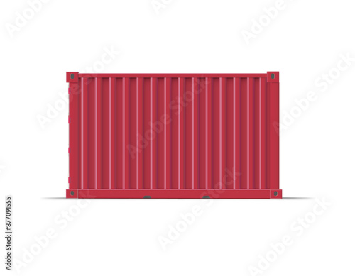 Closed classic iron small red container with shadow.