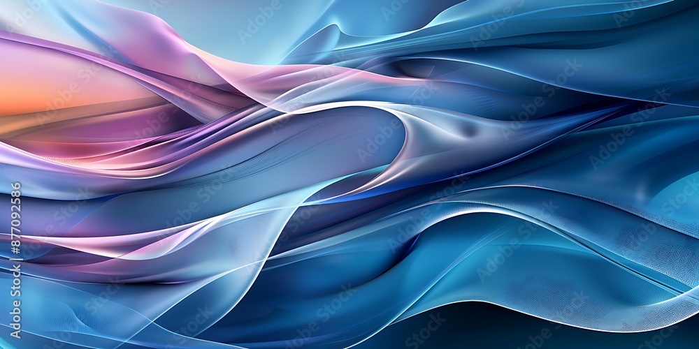 Dark blue modern background, technological lines, undulating light, abstract composition Dark blue modern background, technological lines, undulating light, abstract composition