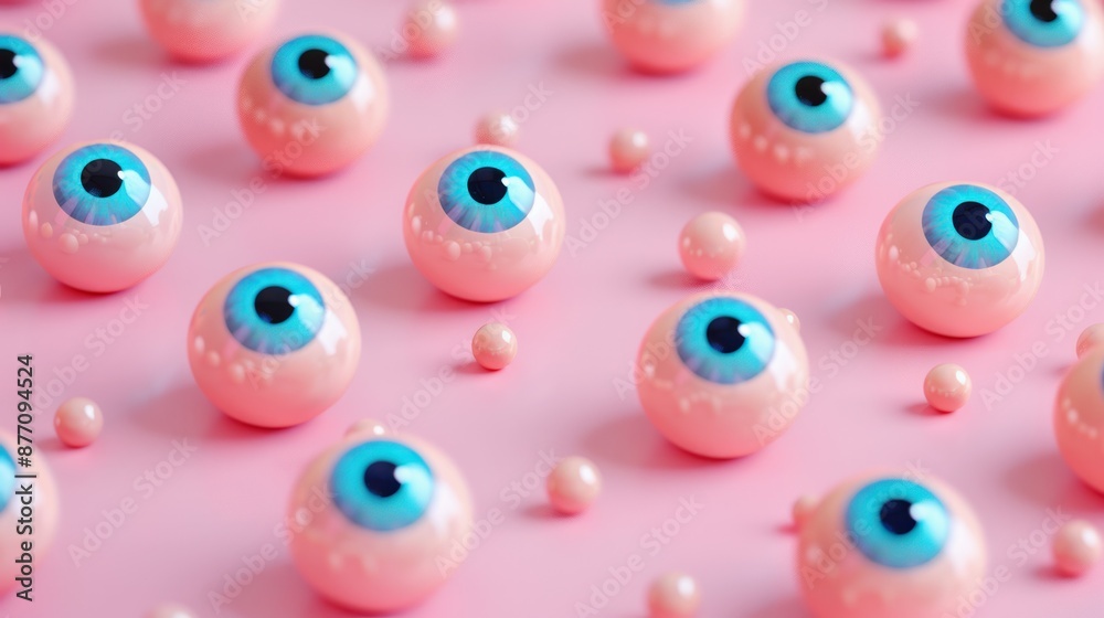colorful 3d eyes pattern on pink background colorful 3d eyes pattern on pink background