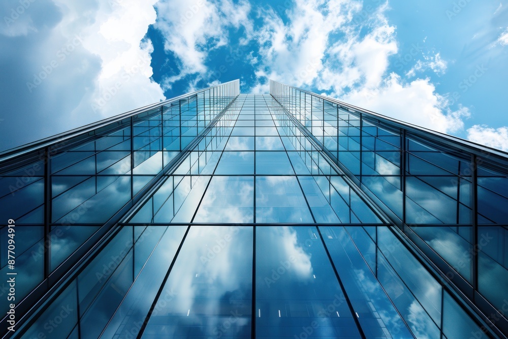 Obraz premium Modern glass building perfect for architecture and corporate backgrounds