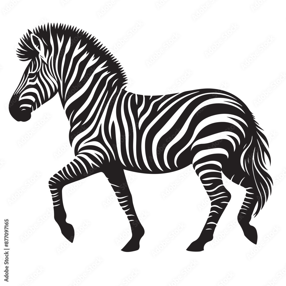 Obraz premium zebra Silhouette vector art illustration white back ground