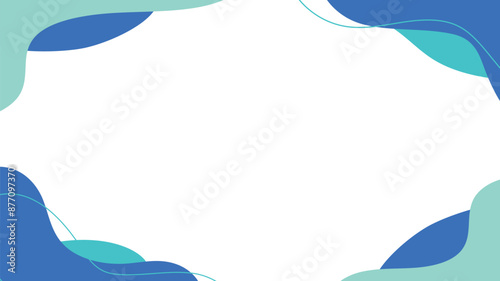 流体シェイプのフレーム　流動体・液体の抽象的なゆるいフレーム 　黄色　青色　紫　横　横長　素材