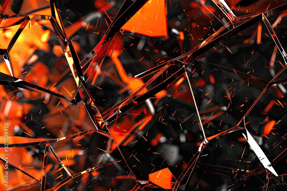 Abstract black and orange background with a shattered mirror effect Abstract black and orange background with a shattered mirror effect