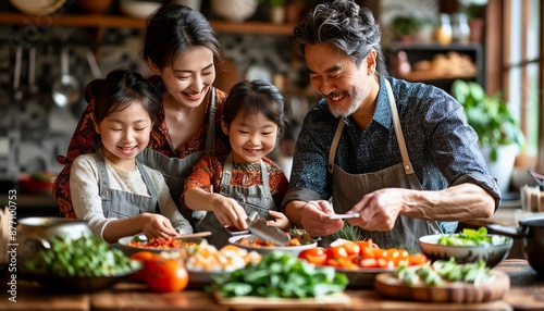 Family on a culinary tour Tasting various dishes and learning to cook local cuisine