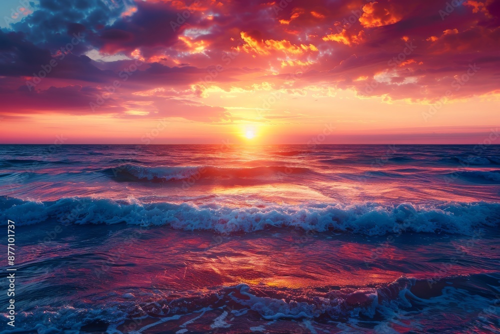 Sunset Over the Ocean Waves Sunset Over the Ocean Waves