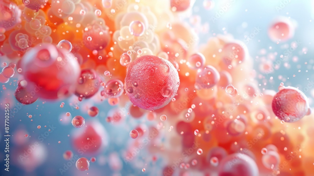 Abstract Red Bubbles in a Soft Light