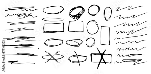 Scribbles and sketches, marker line set. Hand drawn abstract doodle pencil scratch mark for your design