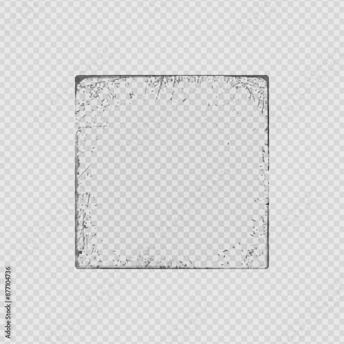 Old paper overlay cover frame, square retro grunge vector border, worn vintage texture with grainy effect scratches edge
