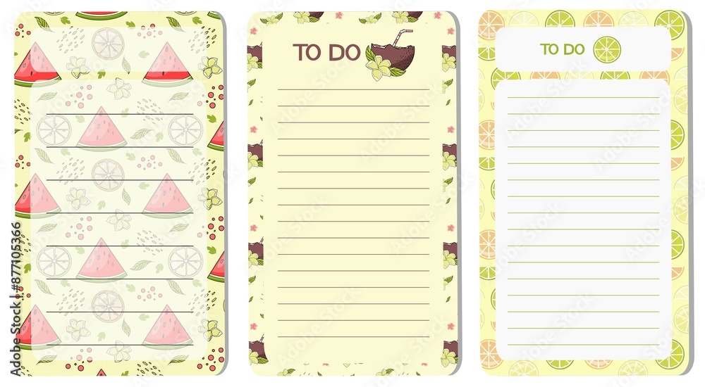 A set of templates for planning tasks, shopping list A set of templates for planning tasks, shopping list