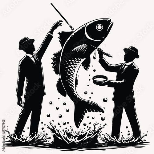 Beautiful Fisherman vector silhouette Set of silhouette with white background 