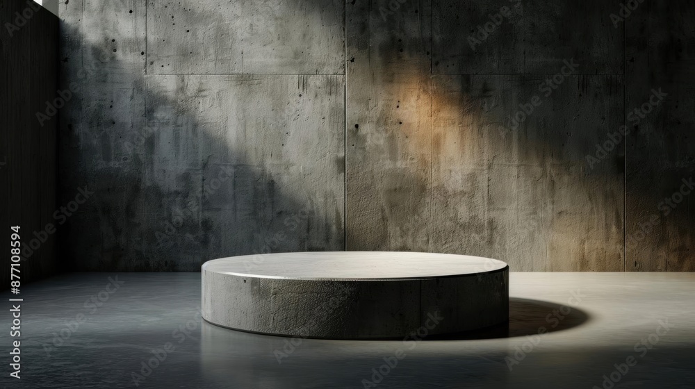 Minimalist concrete podium in a grunge setting. Minimalist concrete podium in a grunge setting.