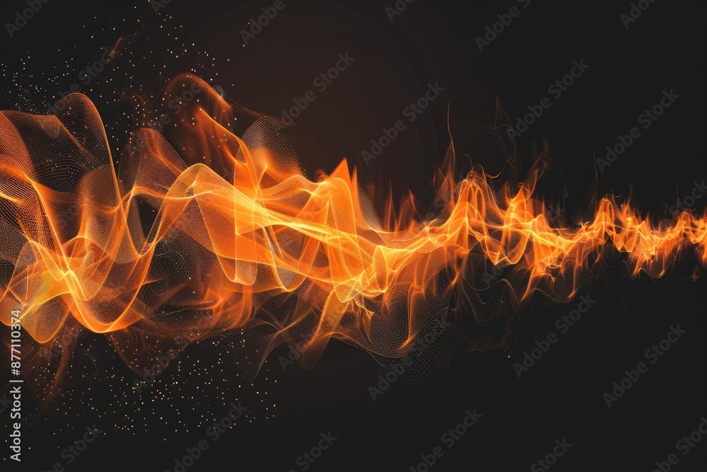 Fototapeta premium Abstract black and orange background with a soundwave design