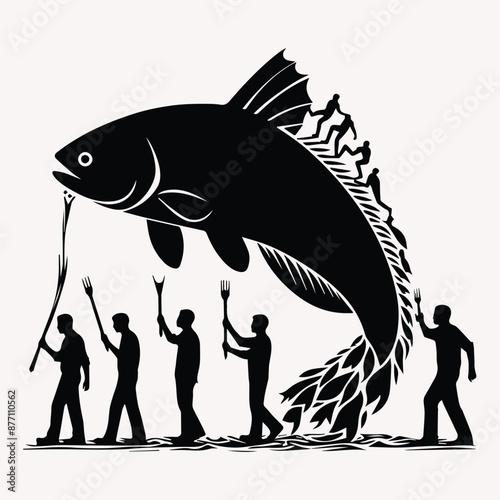 Beautiful Fisherman vector silhouette Set of silhouette with white background 