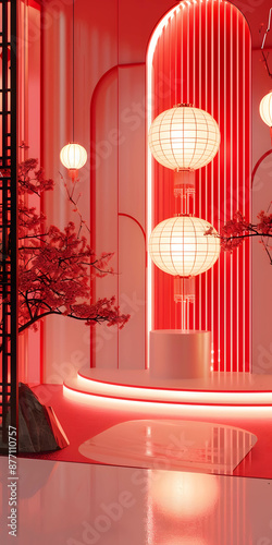  Traditional Chinese Room Decorated for Lunar New Year Celebration