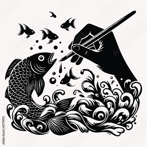 Beautiful Fisherman vector silhouette Set of silhouette with white background 