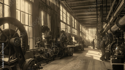 Wallpaper Mural old vintage sepia photo of 19th century Industrial revolution  Torontodigital.ca