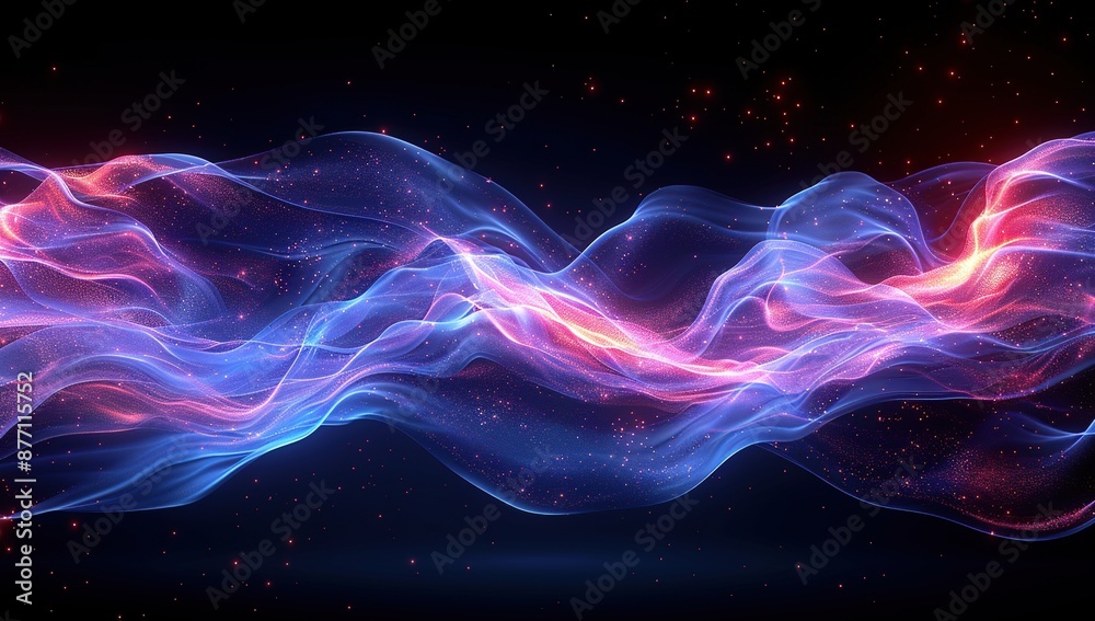 Obraz premium Abstract Waves of Light with Glimmering Particles