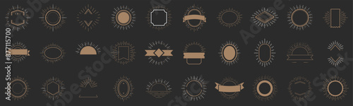 Sunburst on starburst element set for logo creating