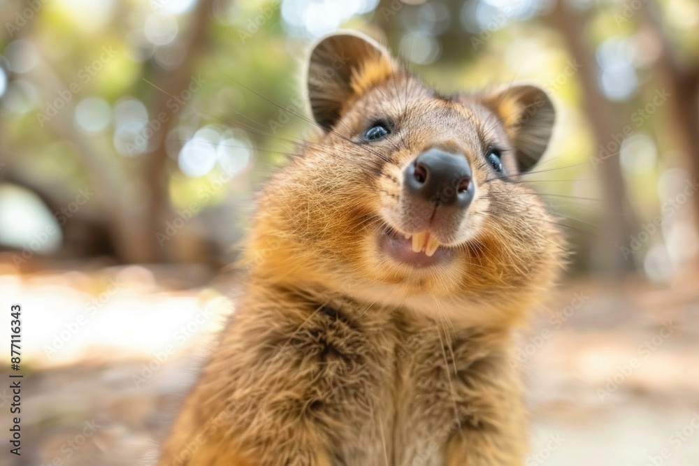 Adorable quokka with a cheeky grin captured in a closeup in the australian wilderness Adorable quokka with a cheeky grin captured in a closeup in the australian wilderness