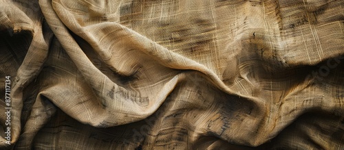 Textured fabric with a distressed look, ideal background with room for your creative design; copy space image. photo