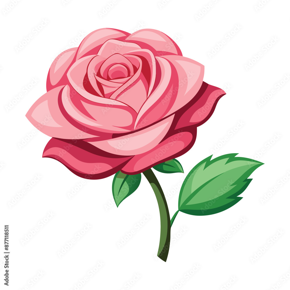 Illustration of Pink rose Isolated on white Illustration of Pink rose Isolated on white