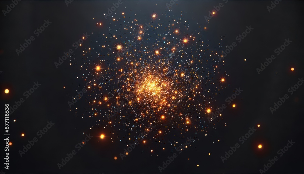 Fototapeta premium A super realistic image with a black background and numerous tiny glowing embers floating in the air, Generative AI