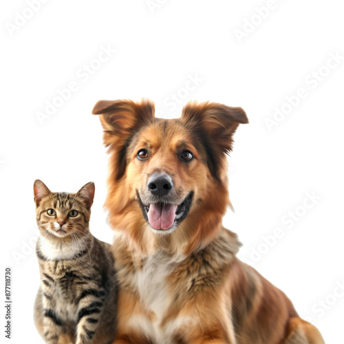 Friendly Dog and Cat Companions PNG Transparency