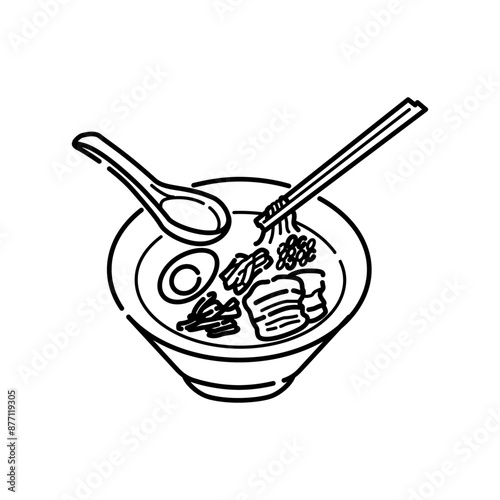 博多ラーメンのイラスト（線画）