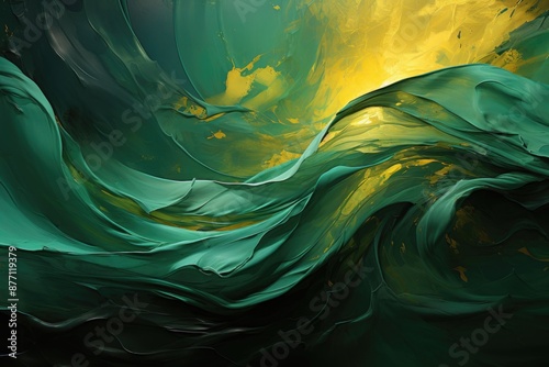 Abstract Green Oil Painting Art Pattern Modern Minimalist Painting, generative IA