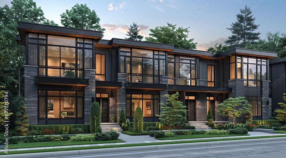 Contemporary Urban Townhouses with Serene Landscape and Architectural Aesthetics Contemporary Urban Townhouses with Serene Landscape and Architectural Aesthetics