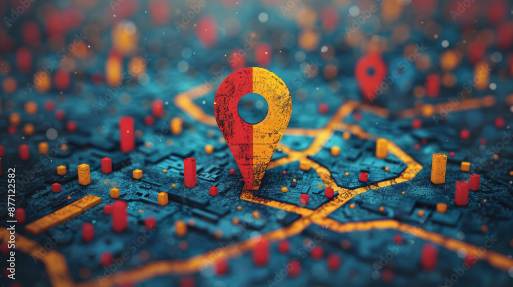 location symbol on minimal flat style city map - location symbol on minimal flat style city map -