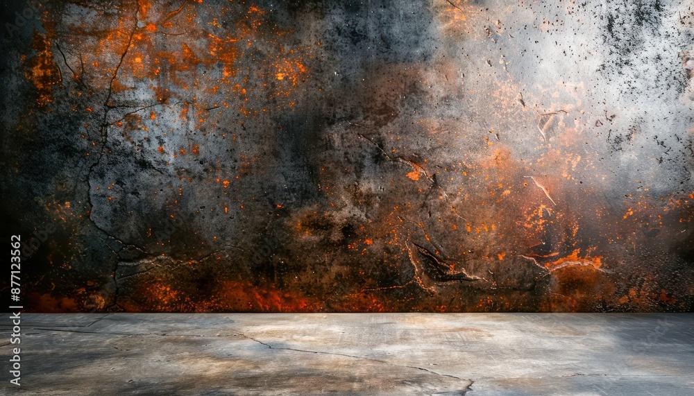 Naklejka premium Dark and Mysterious Backdrop with Varied Textures for Elegant Product Photography and Design Projects, Dark Backdrop with Rustic and Industrial Textures, Perfect for Creating a Dramatic and