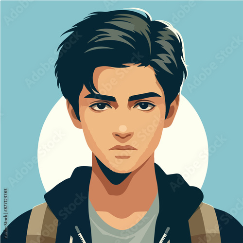 teenage vector with a serious face