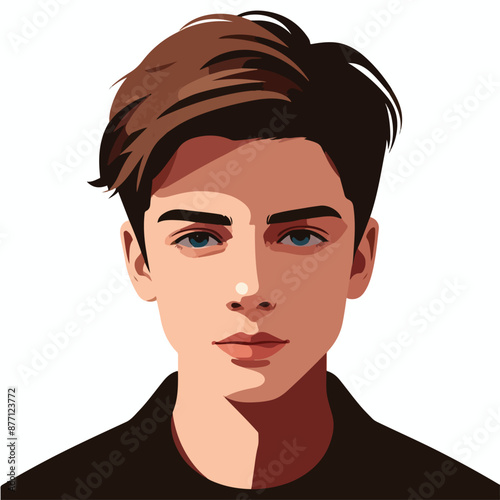 teenage vector with a serious face