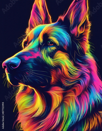  neon german shepherd portrait wallpaper