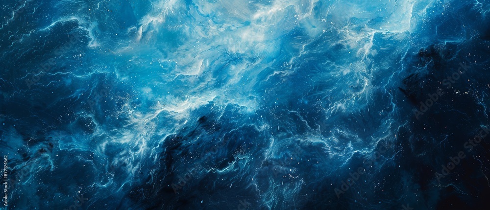 A blue ocean with white clouds and stars A blue ocean with white clouds and stars