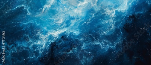 A blue ocean with white clouds and stars © ART IS AN EXPLOSION.