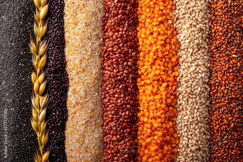 Wholesome Variety of Smooth, Nutritious Grains A Colorful Display of Nature's Bounty Explore the Health Benefits and Culinary Uses of These Essential Food Sources