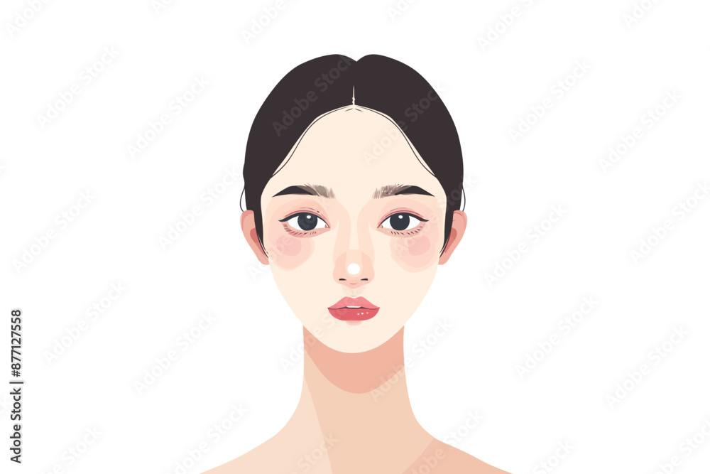 Beautiful young Asian woman with K beauty style makeu isolated vector style Beautiful young Asian woman with K beauty style makeu isolated vector style