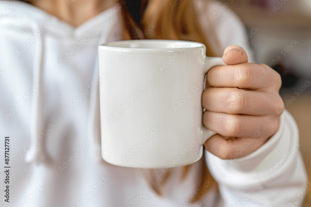 White blank mug in hands mockup. Cup for sublimation mockup. White blank mug in hands mockup. Cup for sublimation mockup.