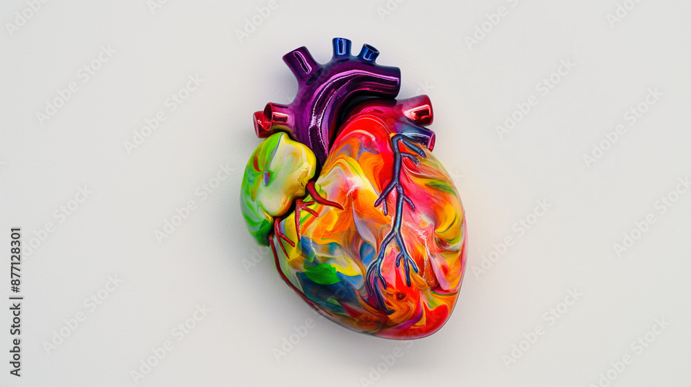 Naklejka premium Multicolour heart isolated on white